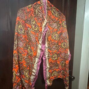 Lightweight, Bright Orange & Purple, Paisley, Scarf. Bohemian or Peasant Pattern